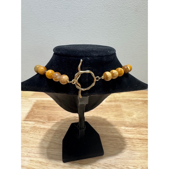 Vintage 19" Polished Beaded Agate Necklace and Earrings Set - Picture 9 of 16